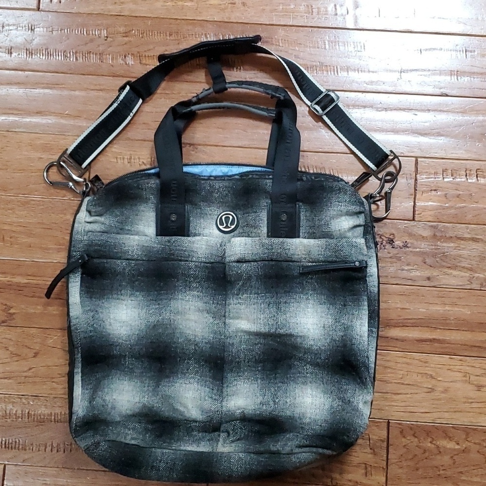 Lululemon athletica Fast In Flight plaid wool tote bag